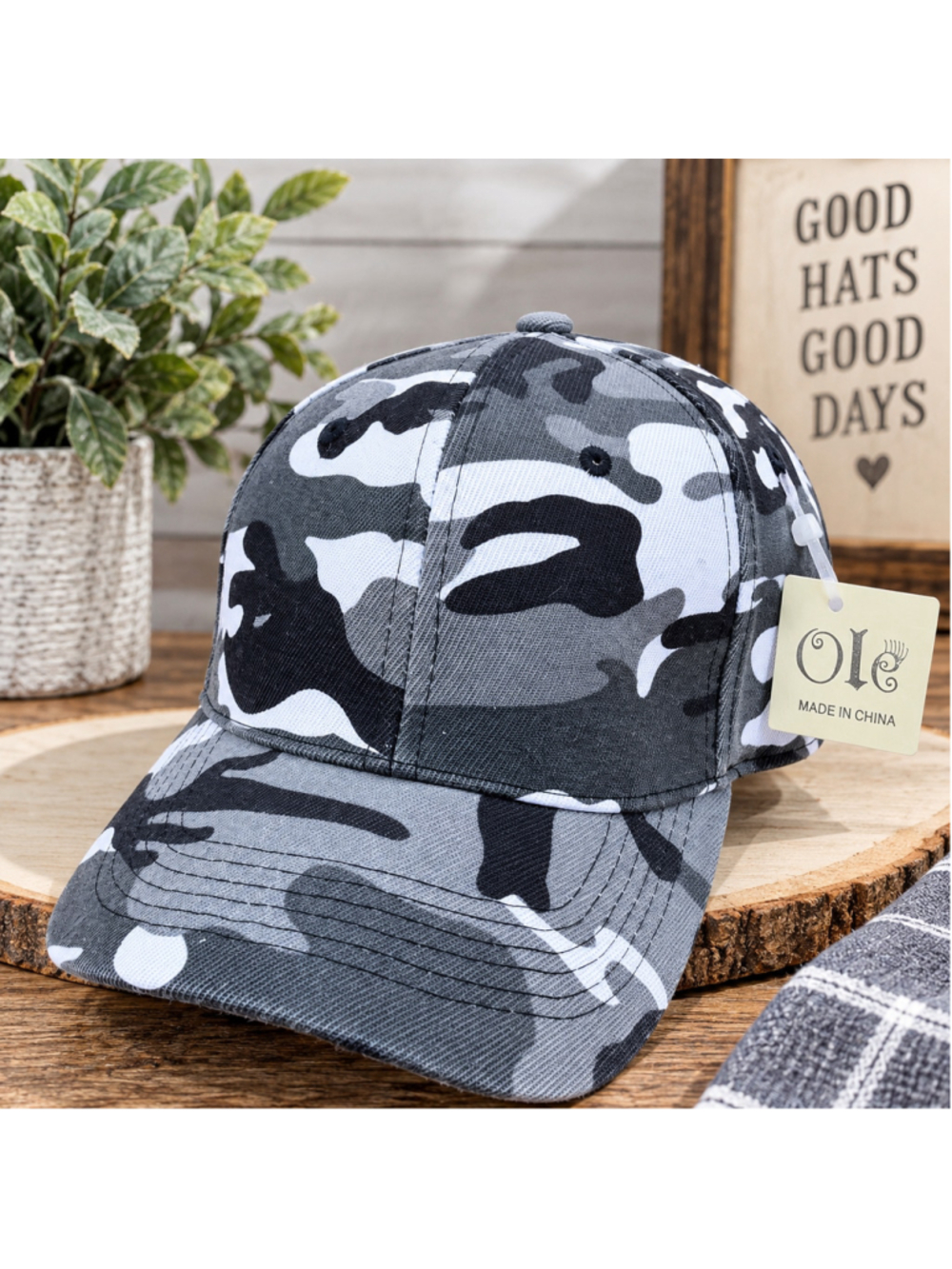 Women's Ole Grey Camo Baseball Cap Hat One Size